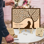 Personalized Tree of Life Wedding Guest Book Alternative, Guest Book Wedding Reception with Wooden Hearts Guest Book Signs for Wedding Anniversary Birthday Party - Image 2