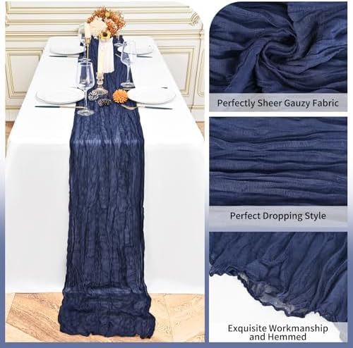 24 Pack Navy Blue 10Ft Cheesecloth Table Runner - Image 3