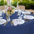 32 Pack Navy Blue Plastic Tablecloth for Round Tables, Premium Decorative Navy Blue Disposable Table Cloths for Parties, Navy Round Party Table Cover for Birthday Wedding Banquet Event, 84 Inch - Image 4