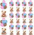 12 Sets Bear Balloon Stand Kit for Table Bear Baby Shower Centerpieces for Tables Gender Reveal Party Decoration Pink Blue Bear with Balloon for Baby Bear Temed Gender Reveal Party Supplies by Unknown