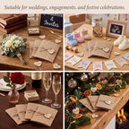 Tosstuki 50 Sets Pre-folded burlap Wedding Invitation Jackets for 5x7 Cards, Rustic Wedding Wraps with Wooden Heart Pendants Accessories for Bridal Shower & Vintage Party Decor - Image 5