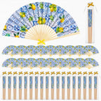 JellyArch 36 Sets Lemon Handheld Folding Fans with White Organza Bags and Yellow Bows Tile Capri Lemon Hand Fan Bulk for Wedding Guests Gift Bridal Party Decorations Church Baby Shower Supplies by JellyArch