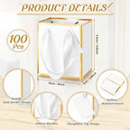 Yeaqee 100 Pcs Mini Paper Gift Bags with Handles Tag, White, Gold - Image 2
