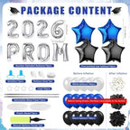 2 Sets Graduation Balloon Column Stand Kit with Balloons Prom Send off 2026 Grad Prom Themed Decor Black Blue White Balloon Tower Stand for Floor Grad School & College Celebration Party Supplies - Image 4