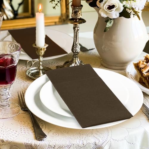 KAMMAK Napkins Disposable Coffee Cloth like Dinner Paper Napkins with Pocket 100 Pack Folded Luncheon Napkins Wedding Reception Bathroom Guest Hand Towel for Party Decoration, Kitchen,16.5 x 16.5 inch - Image 2