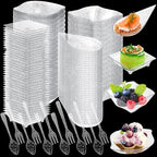 Tessco for you 800 Pcs Mini Appetizer Plates Glitter Style Clear, Silver by Tessco