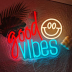 Good Vibes Neon Sign, Smile Face LED Neon Light for Wall Decor Good Vibes Light Up Lamp for Bedroom Dorm Game Room Wall Art Party Decorations Gift USB Powered(14.2"*11.8") - Image 6