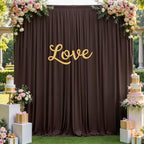 10×12ft Wrinkle Free Brown Backdrop Curtain for Wedding Parties, 2 Panels 5×12ft Long Soft Silky Polyester Backdrop Drapes Coffe Photo Back Drop Curtains for Bear Party Photography Background Cloth by ENJOYYOURPARTY