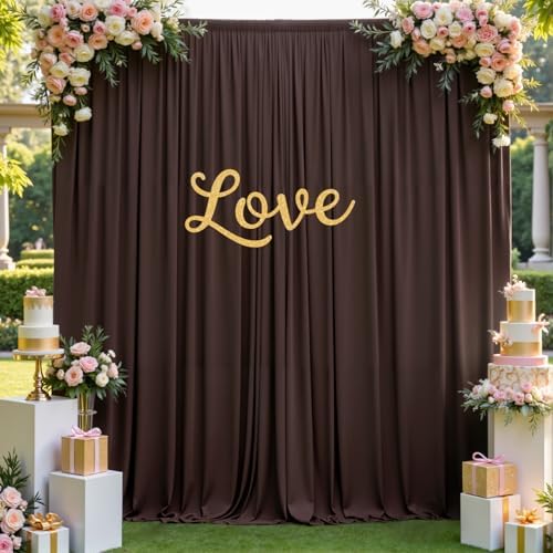 10×12ft Wrinkle Free Brown Backdrop Curtain for Wedding Parties, 2 Panels 5×12ft Long Soft Silky Polyester Backdrop Drapes Coffe Photo Back Drop Curtains for Bear Party Photography Background Cloth by ENJOYYOURPARTY