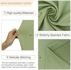 FANPROMS Wedding Arch Cover Set of 2 Sage Green Arch Backdrop Cover 6 7.2FT Spandex Arch Backdrop Covers for Arch Stand Round Top Arched Backdrop Cover Arch Cover Stretchy Backdrop for Wedding Party - Image 3