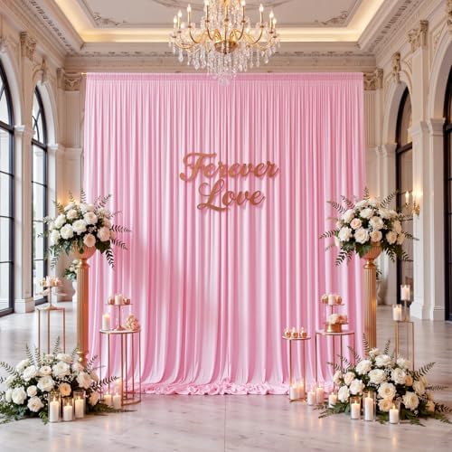 20x12ft Pastel Pink Backdrop Curtains for Wedding Party 4 Panel 5×12FT Tall - Image 6