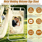 Wedding Welcome Sign Stand, White Sign Holder with Leather Straps - Image 5