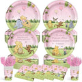300Pcs Pink Winnie Baby Shower 1st Birthday Plates Decorations Disposal Paper Plates and Napkins Cups Forks Set Vintage Party Supplies Serves 50 Guests by Unknown