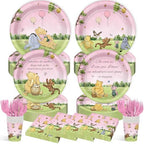 300Pcs Pink Winnie Baby Shower 1st Birthday Plates Decorations Disposal Paper Plates and Napkins Cups Forks Set Vintage Party Supplies Serves 50 Guests by Unknown