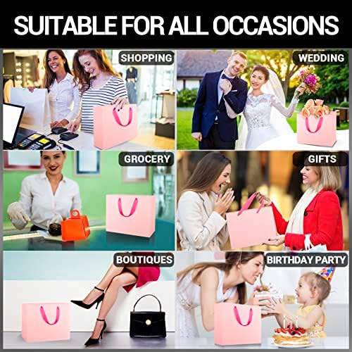 EUSOAR Small Pink Gifts Wrap Bags, 30 Pack 8.6x3.9x7 inches Shopping Bags with Handles Bulk, Party Favor Wrapping Bags for Wedding, Craft Grocery, Boutique, Retail, Business - Image 5