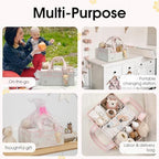 PeraBella Baby Diaper Caddy Organizer, XL Baby Basket Shower Gift Caddy, Portable Felt Changing Table Basket, Nursery Storage Bin, Newborn Boy and Girl Essentials for Registry, Car Diaper Organizer - Image 3