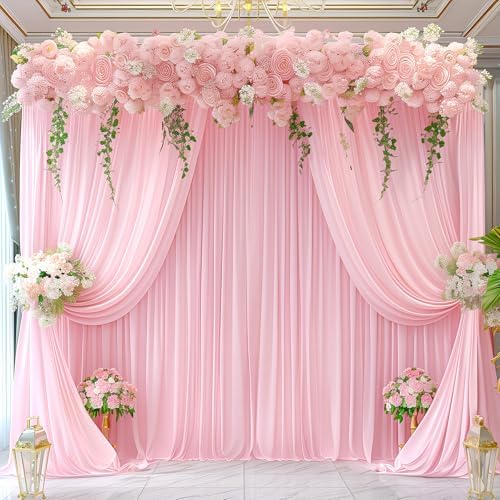 Pink Backdrop Curtains-Wrinkle-Free Polyester Photography Drapes Party Curtain Background for Baby Shower Wedding Decorations- 32 X10FT (Pink) - Image 5