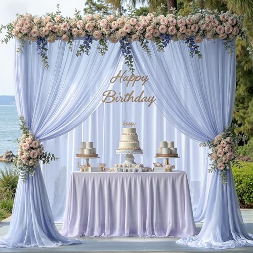 10ft x 10ft Baby Blue Backdrop Curtains, Wrinkle-Free Sheer Chiffon Fabric Photo Backdrop Draping Fabric for Wedding Arch Baby Shower Gender Reveal Photography Decorations - Image 7