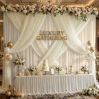 Champagne Tulle Backdrop Curtain for Parties Wedding,10ft x 10ft Wrinkle Free Curtain Backdrop,2 Layer Drapes for Backdrop,Polyester Back Drop for Bridal Shower Birthday Baby Shower Photography - Image 4