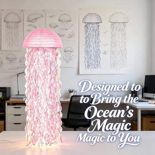 10" Jellyfish Lanterns – Pink Blue Decorations for Ocean Princess Birthday Party, Under the Sea Theme, Shower, Ocean & Beach Room Hanging Decor (Set of 6) for Home and offic - Image 4
