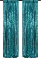 Poise3EHome Teal Sequin Backdrop Curtain,4 Panels 2FTx8FT Glitter Background for Party Birthday Party Baby Shower Wedding Christmas Thanksgiving Halloween Holiday Festival Decor - Image 2