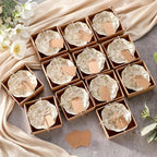 12 Pcs Wedding Favors for Guests Small Ceramic Bowls, Flower, Beige by SiliFine