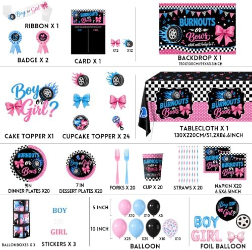 Burnouts or Bows Gender Reveal Decorations for 24 Guests - Image 7