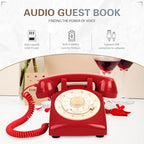Audio Guest Book Wedding Phone,32GB Memory Customized Audio Messages, Volume Adjustable, with Message Replay Feature, Suitable for All Kinds of Party (Art Deco, Fresh-Red) - Image 4