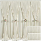 8 Panels Beige Backdrop Curtain for Wedding Parties Wrinkle Free Beige Photo Curtains Backdrop Drapes Fabric Decoration for Baby Shower Photography 40ft(W) x 10ft(H) by Tao-GePartyDecorations