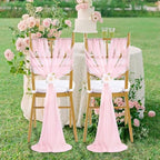 Fanqisi Pink Chair Sashes 16 Pieces 240cm Long Chair Bows Sashes Sheer Tulle Flowy Fabric for Wedding Aisle Chairs Decoration - Image 2