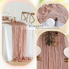 12 Pcs Dusty Pink Cheesecloth Table Runner 10Ft, Gauze Table Runners 21.5 x 120 inch,Semi Sheer Cheese Cloth Fabric Runner Bulk for Wedding,Party,Baby Shower,Bridal Shower - Image 3