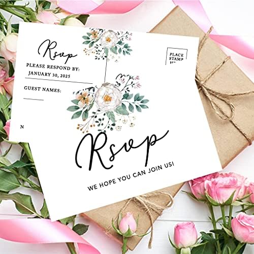 Andaz Press 56-Pack Personalized RSVP Postcards for Wedding Spring Flower Garden Cardstock Response Reply Cards for Bridal Shower Baby Shower Birthday Event Custom Date and Return Address 4 x 6-Inch - Image 3