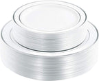 I00000 60 Pcs Silver Plastic Plates, Premium Silver Disposable Plates by I00000