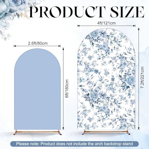 Mindsoft 2 Pcs Blue Flower Arch Cover Backdrop - Image 3