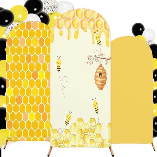 3 Pcs Honey Bee Arch Backdrop Covers Honey Theme Stretchy Backdrop Cover by Unknown