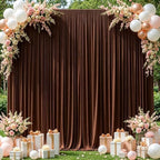 10x10ft Brown Backdrop Curtains for Wedding Parties Wrinkle Free Photo Backdrop Drapes for Photography Birthday Baby Shower Soft Fabric Party Backgournd for Photoshoot 5x10ft, 2 Panels by Partisky