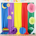 JCJ Rainbow Backdrop Curtains 5 Panels Rainbow Backdrop for Birthday Party Decorations Colorful Curtains for Girls Bedroom Classroom 10 * 7FT - Image 5
