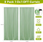 Wokceer Sage Green Backdrop Curtain Drapes for Parties, 2Pack 10x10FT - Image 2