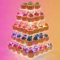 YestBuy Cupcake Stand – 5 Tier Premium Cupcake Holder – Acrylic Cupcake Tower Display – Cady Bar Party Décor – Acrylic Display for Pastry + LED Light String – Ideal for Weddings, Birthday (Colorful) by YestBuy
