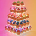 YestBuy Cupcake Stand – 5 Tier Premium Cupcake Holder – Acrylic Cupcake Tower Display – Cady Bar Party Décor – Acrylic Display for Pastry + LED Light String – Ideal for Weddings, Birthday (Colorful) by YestBuy