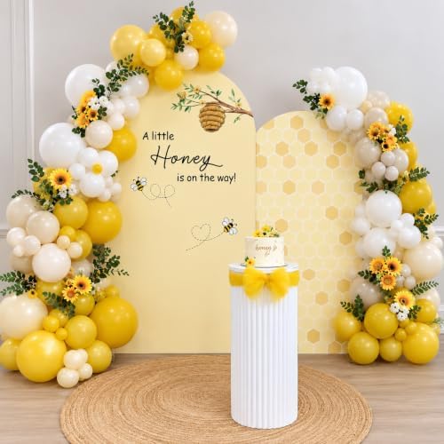Honey Bee Arch Backdrop Cover Set of 2 BeeTheme Baby Shower Spandex Arch Covers for Gender Reveal Baptism Birthday Party Decoration (Yellow,6FT & 5FT) - Image 3