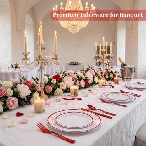 DaYammi 210PCS Red Plastic Dinnerware Set for 30 Guests - Image 5