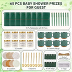 Baby Shower Prizes for Game Winners Baby Shower Games Prizes Ceramic Mugs with Metal Spoons Woven Coasters Notebooks Scented Candles Gift Bags Wedding Bridal Shower Favors for Guests (8, Green) - Image 4