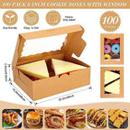 TaoBary 100 Pcs Cookie Bakery Boxes with Window 8x6x2.5,2 Style Bake, Kraft - Image 2