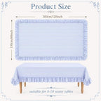 Striped Ruffled Tablecloth 60x120 Inch Cotton Polyester Striped Tablecloth Rectangular Fits 8-10 Seater Table Farmhouse Vintage Table Cover for Home Kitchen Baby Shower Birthday Party Picnic (Blue) - Image 2