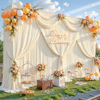 50x8ft Champagne Photo Backdrop Curtains for Parties Wedding Wrinkle Free Polyester Photoshoot Curtains Drapes Backdrop for Birthday Baby Shower Graduation Photography Background 10 Panels 5x8FT - Image 4