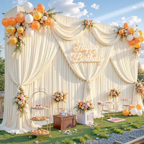 50x8ft Champagne Photo Backdrop Curtains for Parties Wedding Wrinkle Free Polyester Photoshoot Curtains Drapes Backdrop for Birthday Baby Shower Graduation Photography Background 10 Panels 5x8FT - Image 4
