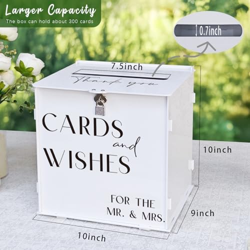 White Acrylic Card Box with Slot & Lock, Elegant Wedding Card Boxes for Reception, Large Money Envelope Gift Card Box for Party Wedding Birthday Engagement Anniversary Stylish Table Decor - Image 2