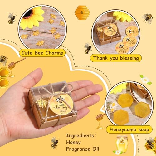 24 Set Bee Baby Shower Return Favors, Honeycomb Soap,Transparent - Image 3