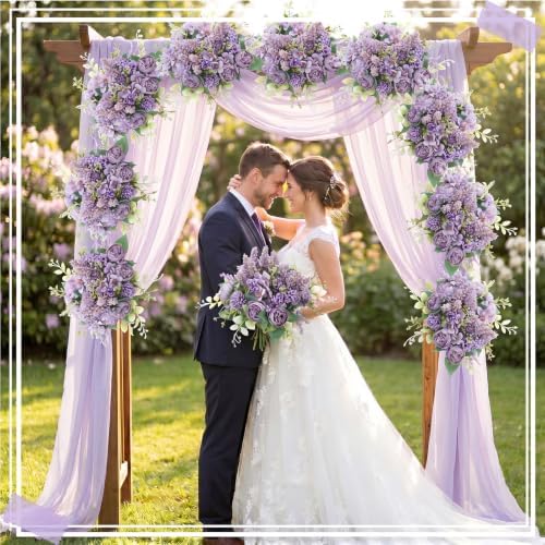 Zeyune 12 Pcs 13.4 Inch Artificial Flowers Bouquet,Peony,Purple - Image 5